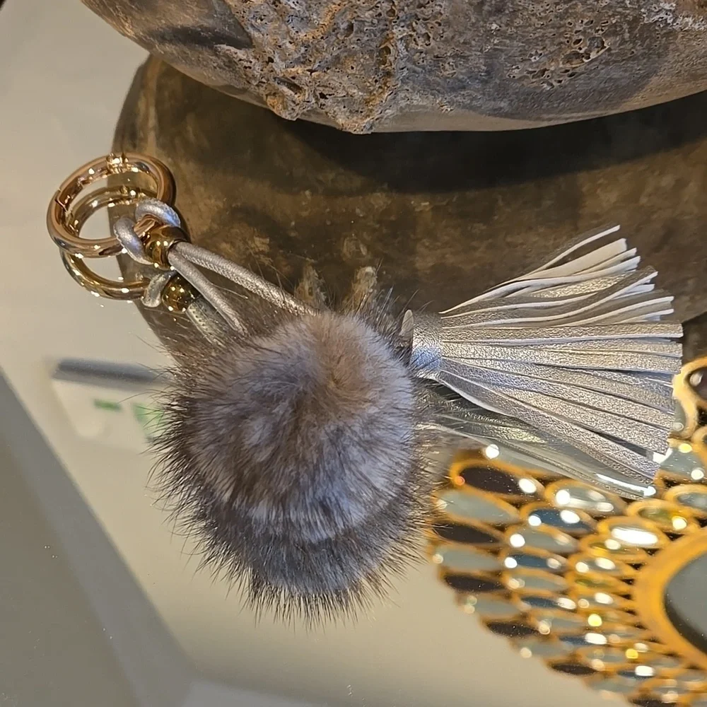 Mink keychain keyring. Just 1. Genuine mink puff...nwot